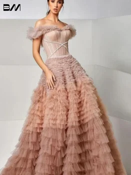 Современные вечерние платья в пол, многоуровневое свадебное платье с открытыми плечами, романтические платья для невесты трапециевидной формы Vestidos De Novia